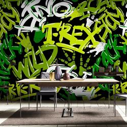 Green Graffiti Wallpaper Mural - Peel and Stick