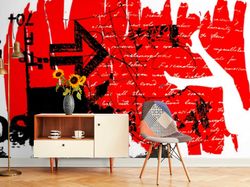 red graffiti wall murals wallpapers