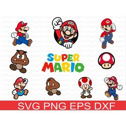 Super Mario SVG Bundle for Cricut and Sublimation, Mario Family Layered svg Files, Super Mario Bros Cut Files,Mario PNG,