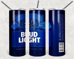 Bud Light Beer Tumbler Wrap Design - PNG Sublimation Printing Design - 20oz Tumbler Designs.