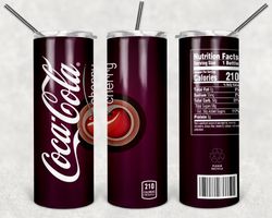 Cherry Coke Tumbler Wrap Design - PNG Sublimation Printing Design - 20oz Tumbler Designs.