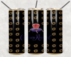 Crown Royal Black Tumbler Wrap Design - PNG Sublimation Printing Design - 20oz Tumbler Designs.
