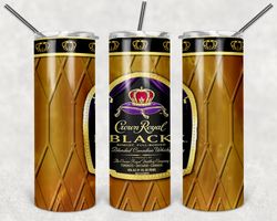Crown Royal Black Whiskey Bottle Tumbler Wrap Design - PNG Sublimation Printing Design - 20oz Tumbler Designs.