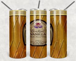 Crown Royal Vanilla Whiskey Bottle Tumbler Wrap Design - PNG Sublimation Printing Design - 20oz Tumbler Designs.