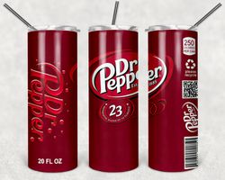 Dr. Pepper Tumbler Wrap Design - PNG Sublimation Printing Design - 20oz Tumbler Designs.