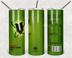 Green V Energy Drink Tumbler Wrap Design - PNG Sublimation Printing Design - 20oz Tumbler Designs.