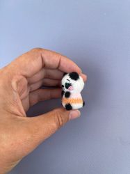 Miniature Teddy bear panda bear ooak pet friend for doll Collectible toy dollhouse handmade small plush toy