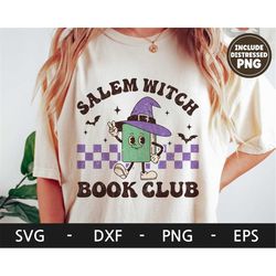 Salem Witch Book Club svg, Halloween shirt, Spooky svg, Retro svg, Book svg, dxf, png, eps, svg files for cricut