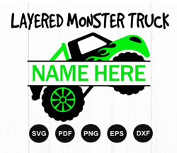 Monster Truck Svg, Layered Monster Truck Svg, Monster Truck Svg Files, Monster Truck Clipart, Cut File For Cricut, Silho
