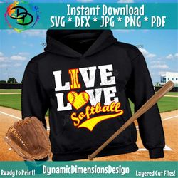 Live Love Softball SVG, Softball svg, Softball Sublimation, Softball Shirt SVG, Cricut cut File, Team, Instant Download