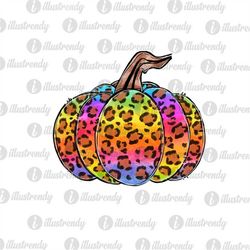 Rainbow Leopard Pumpkin Sublimation Design | Trendy Cheetah PNG | Digital Download | Printable Art | Fall Clipart | Autu