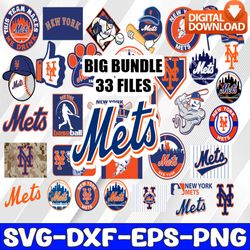 Bundle 33 Files New York Mets Baseball Team svg,  New York Mets Svg, MLB Team  svg, MLB Svg, Png, Dxf, Eps, Jpg, Instant