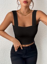 Solid Sleeveless Top Sexy Casual Every Day Top For Summer Women's Clothing