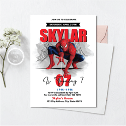 Personalized File Spiderman Invitation | Printable Birthday Party Invitation PNG File Only