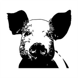 Pig Svg, Bandana Svg, Farm Animal, Piglet, Country, DXF PNG SVG, files for, Silhouette, Iron on Transfer, Cut Files, Svg