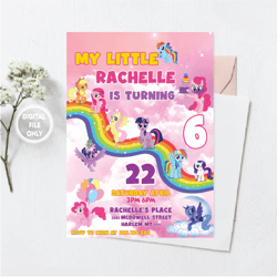 Personalized File My Little Pony Birthday Invitation | Little Pony Invite, Printable Birthday Invitation PNG File Only