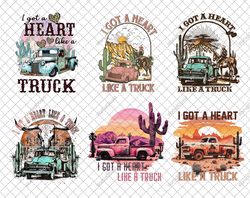 Heart Like a Truck Western PNG Bundles, Western Sunset Cowgirl, Pocket Set  Png, Western Sublimation Designs, Digital Do
