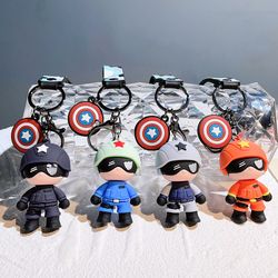 Marvel Avengers Superhero Captain America Keychain Pvc Soft Silicone Doll Keyring Bag Ornament Car Key Chain