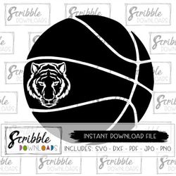 tigers basketball svg mascot instant download - tiger dxf printable - basketball svg tiger svg - iron on - tiger pdf - s
