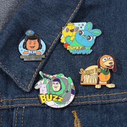 Disney Buzz Lightyear Toy Story Cartoon Brooch Metal Badge Schoolbag Clothes Pin Enamel Brooches Jewelry