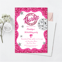 Personalized File Digital Girl's Birthday Party, Invitation for Girl Template Printable Invitation PNG File Only