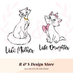 mother and daughter cats, png, svg, cat with bow, french cats.