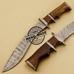 Damascus Kukri Knife Custom Handmade Damascus Steel Camping Knife Fixed Blade Knife, Hunter Boy Gift, Gift for Men USA