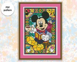 Stained glass cross stitch pattern "Mickey" SG015 - xstitch chart, cartoons and movies cross stitch characters