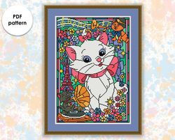 Stained glass cross stitch pattern "Mary" SG017 - xstitch chart, cartoons and movies cross stitch characters