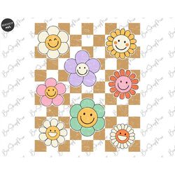Retro Smiley Flower Png, Vintage Sublimation Design, Smile Face Daisy, Vintage Flowers shirt Png, Groovy Floral
