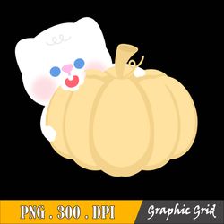 Bear Pumpkin Png File Cute Clip Art, Halloween, Thanksgiving, Fall Autumn Png File, Digital Download