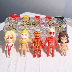 Anime Attack on Titan Keychains Eren Jaeger Shingeki No Kyojin Silica Gel Keyrings Manga Figure Doll Pendant