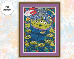 Stained glass cross stitch pattern "Toy story" SG025 - xstitch chart, cartoons and movies cross stitch characters