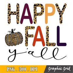 Happy Fall Yall Gold Leopard Pumpkin Png | Happy Fall Png | Halloween Pumpkin Png | Pumpkin With Leopard Design | Fall F