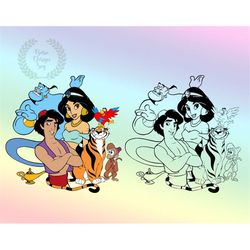 Aladdin Character Svg Png, Princess Yasmine Svg Png, Aladdin Family Design, Cricut, Instant Download, Vinyl Cut File, Pr