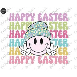 Happy Easter Smiley face Png, Retro Easter Png, Easter Bunny Png, Easter Shirt Design, Happy Easter Png, Easter Sublimat