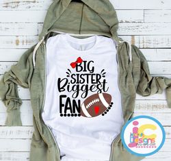 Football Sister Svg, Big Sister Biggest Fan, Football Svg, Girl Shirt Svg, Heart on Field Svg, Eps, Dxf, Png Cricut Silh