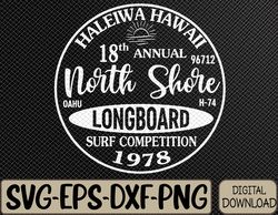 Retro Hawaii Surf Vintage Pacific Beach Long Board Wave Svg, Eps, Png, Dxf, Digital Download