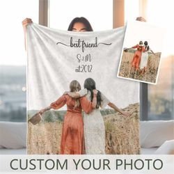 Custom Photo Blanket, Best friend anniversary Blanket, Custom Blanket with Text , Comfortable Picture Blanket Warm Gift,