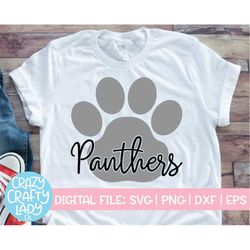 Panthers Paw Print SVG, Football Cut File, Sports Quote, Cheerleader, Mascot Design, Team Shirt Saying, Mom, dxf eps png