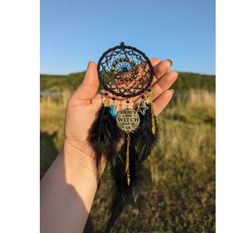 Black Dream Catcher Car Mirror Hanger There is a Little Witch in All of Us' | Car mirror Hanger
