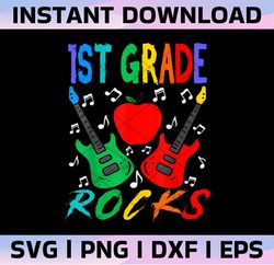 1st Grade Rocks Back To School Guitar PNG Sublimation