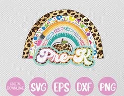 Pre K rainbow Pre-K Squad teacher back to school Leopard Apple Colorful Sublimation Svg, Eps, Png, Dxf, Digital Download