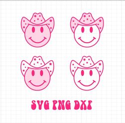 Star Print Hat Smiley Face SVG PNG DXF Disco Cowboy Smiley Cow Print C