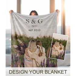 personalized custom photo blanket, best friend anniversary photo blanket, design your own blanket, soft fluffy blanket,