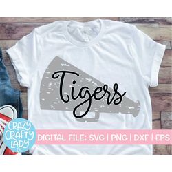 Grunge Tigers Megaphone SVG, Cheerleader Cut File, Sports Quote, Football Mascot Design, Team Shirt Saying, dxf eps png,