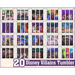 20 Disney Villains tumbler ,Tumblers Designs 20oz Skinny Straight & Tapered Bundle, Bundle Design Template for Sublimati