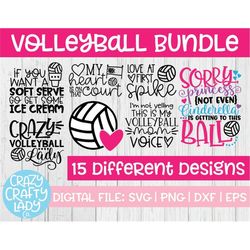 Volleyball SVG Bundle, Sports Cut File, Cute Girl Saying, Mom Shirt Design, Game Day Quote, Funny Coach, dxf eps png, Si