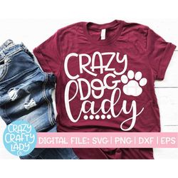 Crazy Dog Lady SVG, Football Cut File, Funny Sports Saying, Bulldogs, Huskies, Collies, Basketball Quote, dxf eps png, S