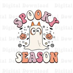 Spooky Season Bluey Halloween Png, Bluey Ghost Png, Bluey Trick Or Treat Png